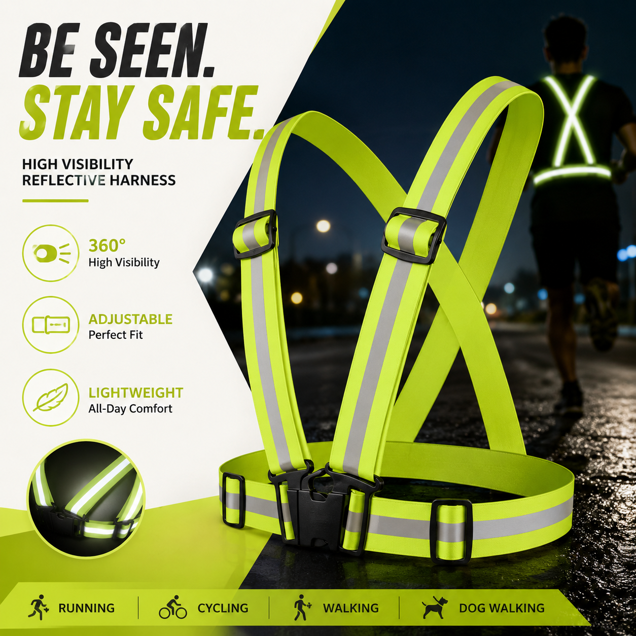 Cycling Visibility Gear - High Visibility Reflective Safety Vest Neon