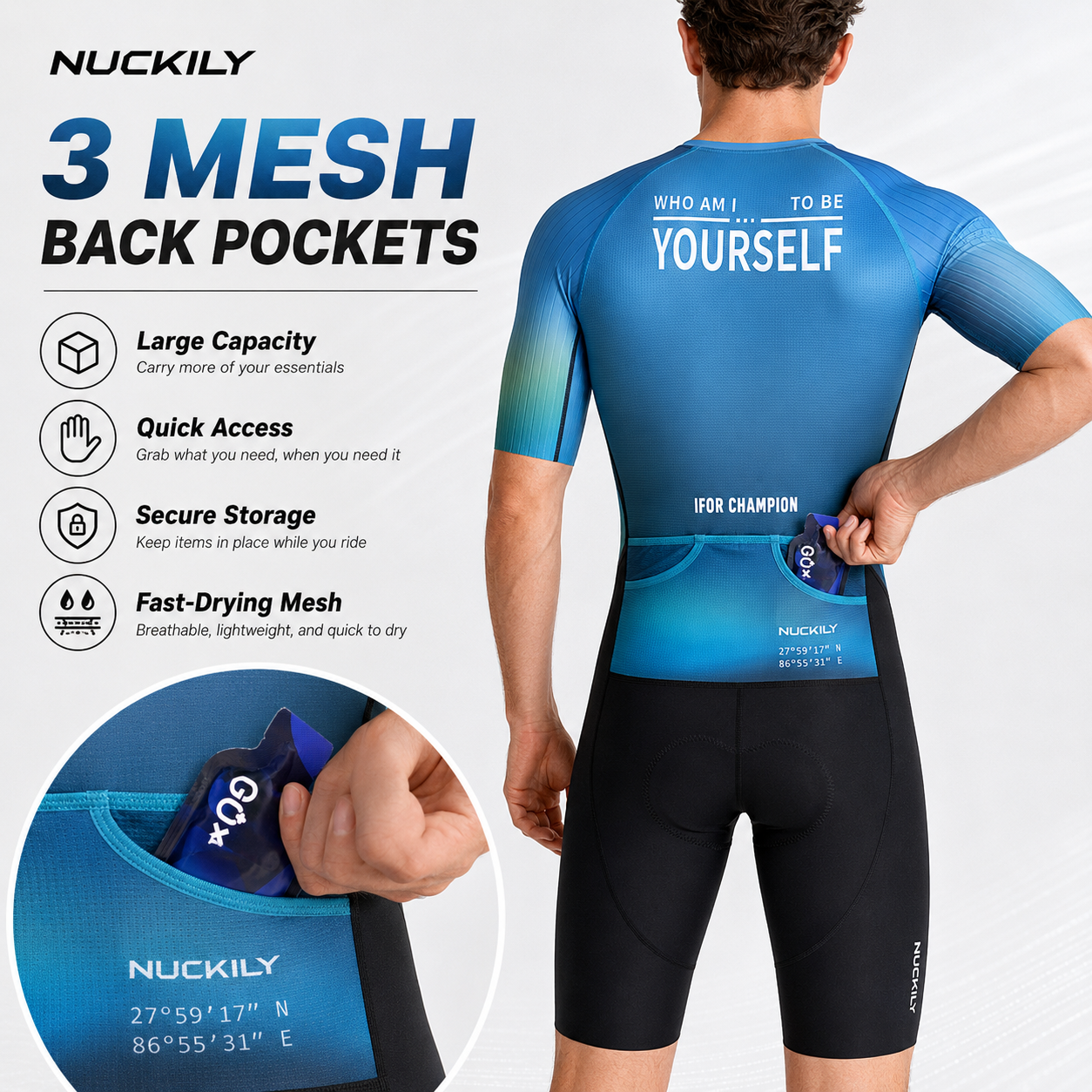 NUCKILY Men Triathlon Suit Aer - Triathlon Cycling Kit recensie en prijs